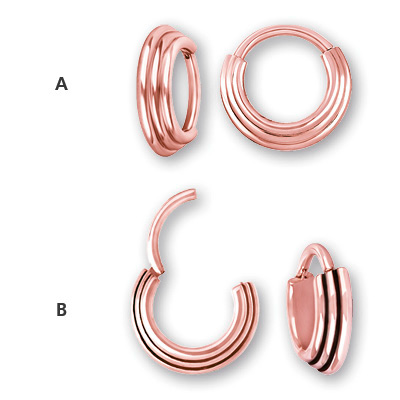 ROSE GOLD PVD SS316L HINGED RING (3 RINGS CONCAVE SHAPE)