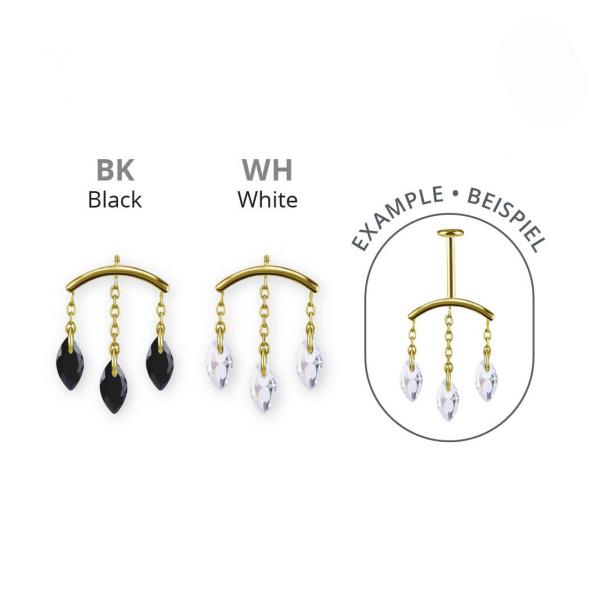 24K GOLD PVD TITANIUM INTERNAL MICRO ATTACHMENT FOR VERTICAL HELIX W.CUBIC ZIRCONIA