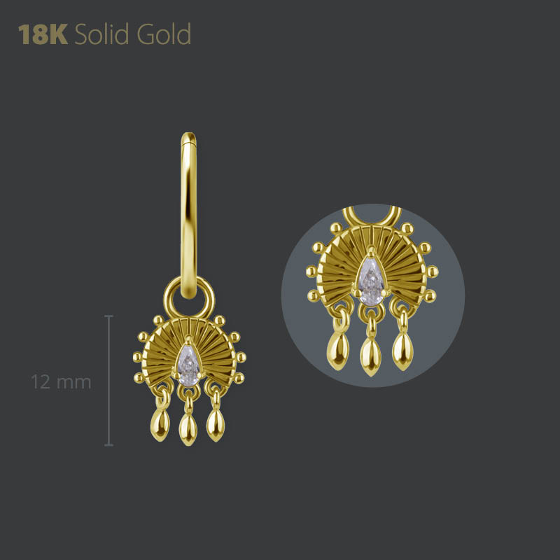 18K GOLD CHARM SET W. PEAR SHAPE PREMIUM ZIRCONIA