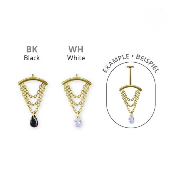 24K GOLD PVD TITANIUM INTERNAL MICRO ATTACHMENT FOR VERTICAL HELIX W.CUBIC ZIRCONIA