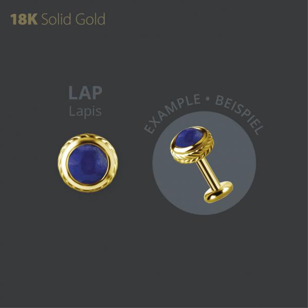 18K GOLD THREADLESS ATTACHMENT SET W. GENUINE LAPIS LAZULI
