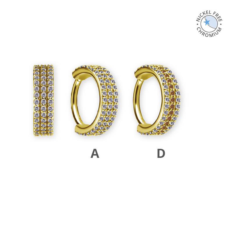 24K GOLD PVD CoCr NF HINGED SEGMENT RING SET W. PREMIUM ZIRCONIA
