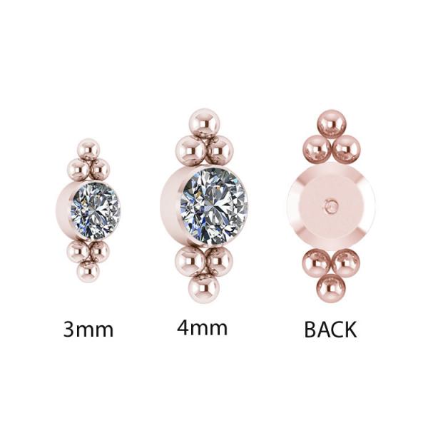 ROSE GOLD PVD TITANIUM CLUSTER INTERNAL MICRO ATTACHMENT SET W. PREMIUM CRYSTALS