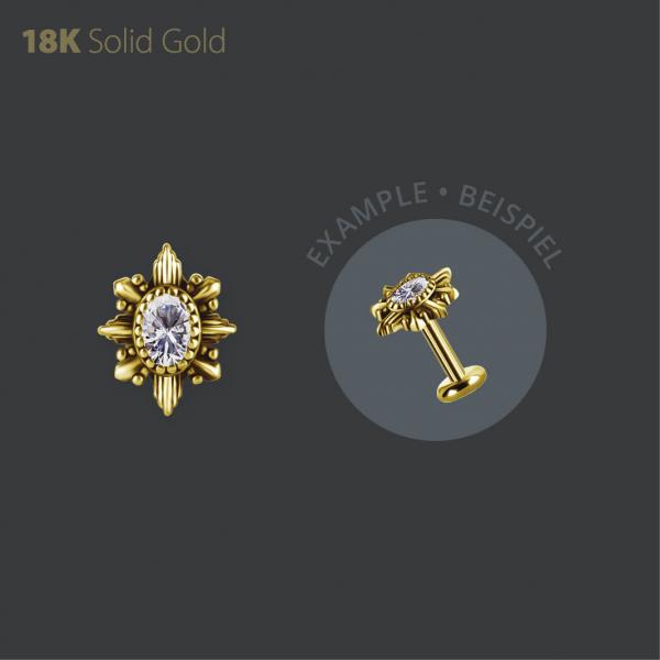 18K GOLD THREADLESS  ATTACHMENT SET W. PREMIUM ZIRCONIA