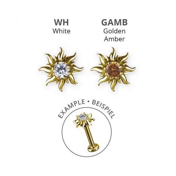 24K GOLD PVD SS316L INTERNAL MICRO SUN ATTACHMENT SET W. PREMIUM ZIRCONIA