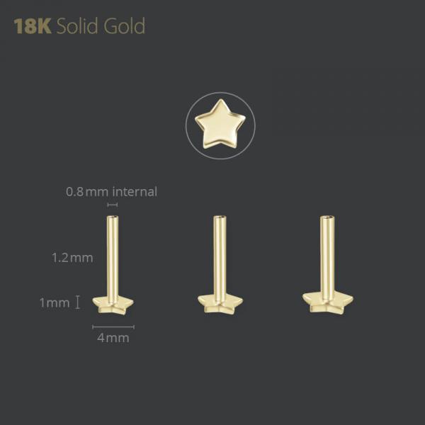 18K GOLD INTERNAL STAR LABRET PIN