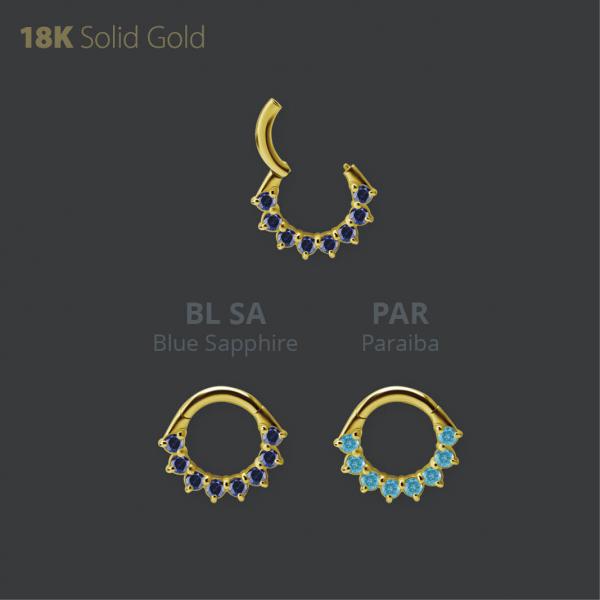18K GOLD SEPTUM & DAITH CLICKER SET W. LAB CREATED GEMSTONE