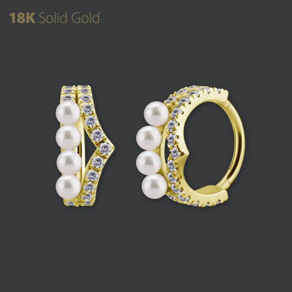 18K GOLD RING SET W. FRESH WATER PEARLS & PREMIUM ZIRCONIA