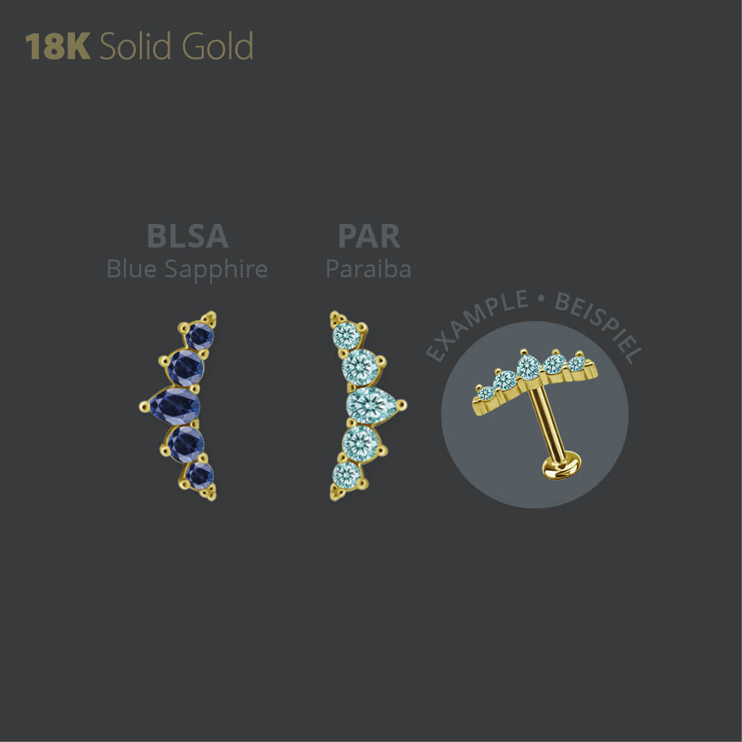 18K GOLD INTERNAL MICRO ATTACHMENT SET W. LAB CREATED GEMSTONE