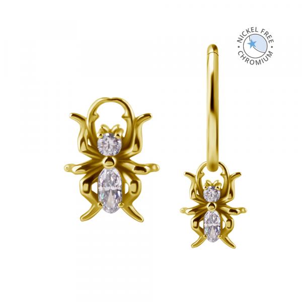 18K GOLD PVD CoCr NF ANT CHARMS FOR HINGED RINGS SET W.PREMIUM ZIRCONIA