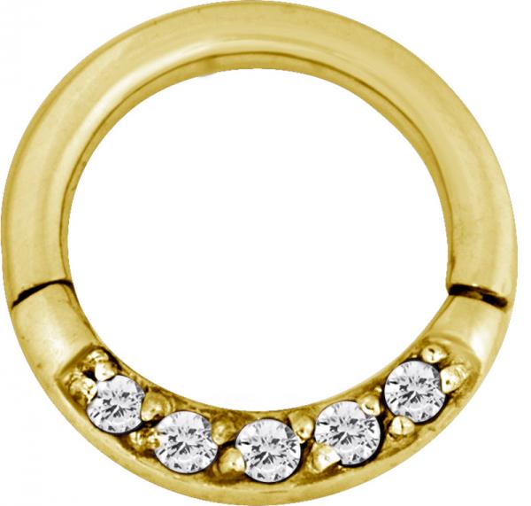 24K GOLD PVD SS316L JEWELLED HINGED RING (PAVE SETTING)