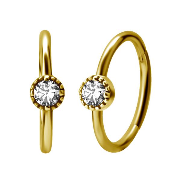 24K GOLD PVD SS316L HINGED RING SET W. CUBIC ZIRCONIA