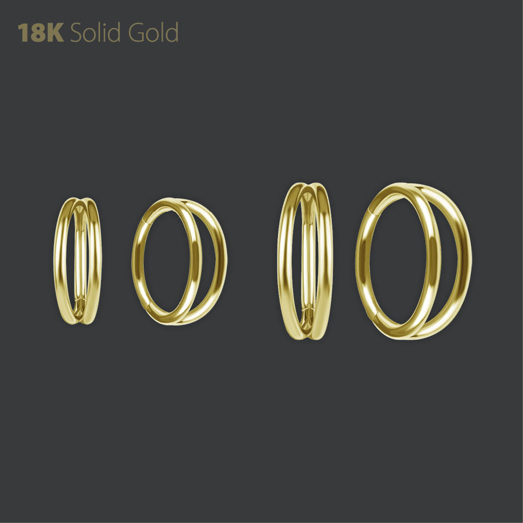 18K GOLD 2 LINES HINGED RING