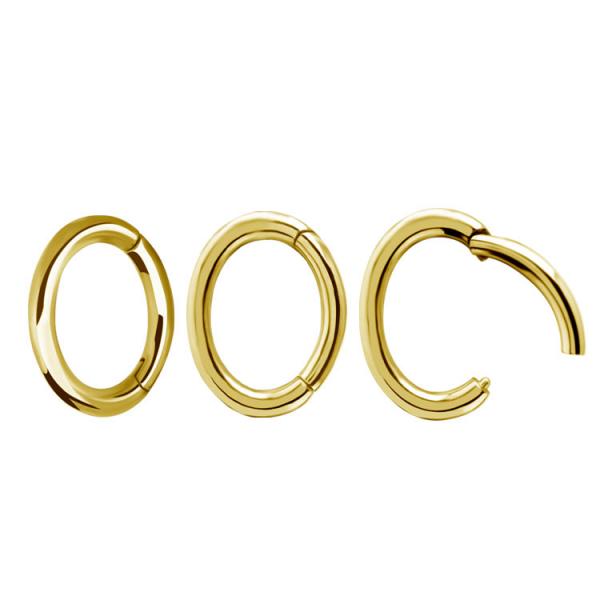 24K GOLD PVD SS316L ROOK OVAL HINGED RINGS (ROUND PROFILE)