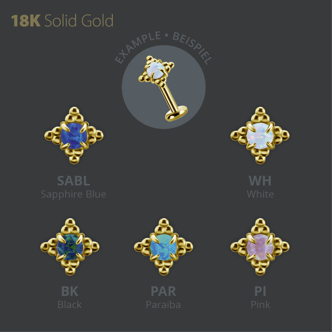 18K GOLD INTERNAL MICRO ATTACHMENT SET WITH LAB CREATED OPAL