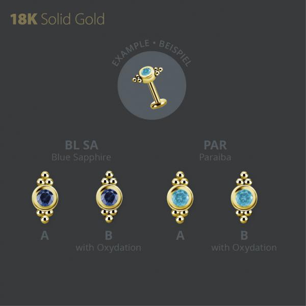 18K GOLD THREADLESS  ATTACHMENT SET W. LAB CREATED GEMSTONE