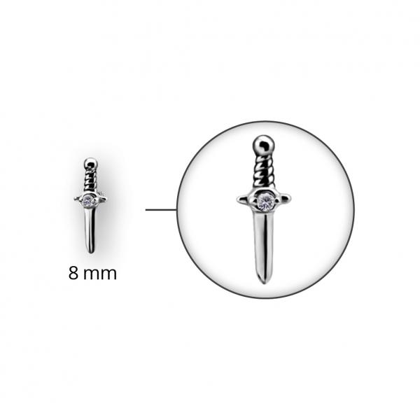 SS316L MICRO ATTACHMENT DAGGER W. 1 STONE SETTING