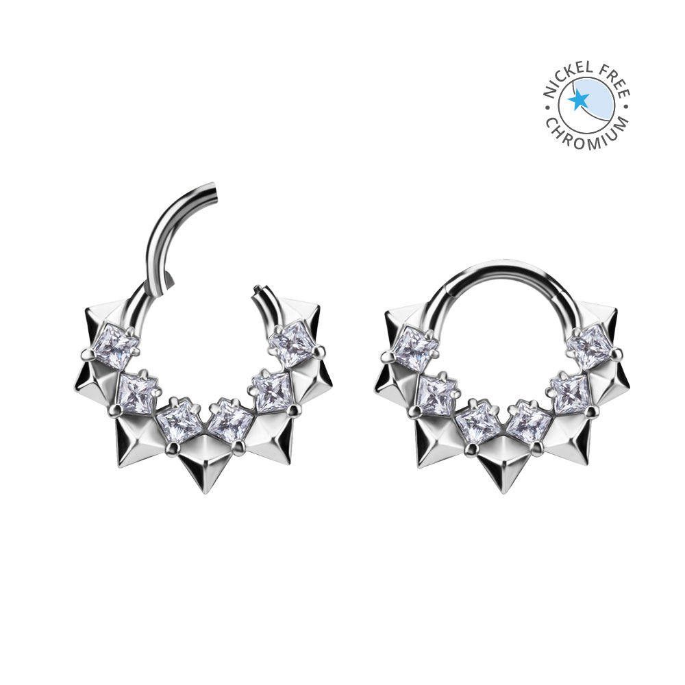 CoCr NF PYRAMID HINGED RING SET W. SQUARE PREMIUM ZIRCONIA