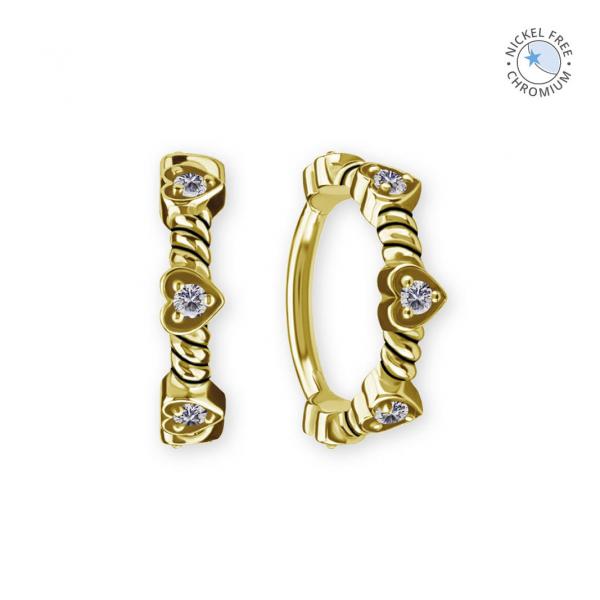 18K GOLD PVD CoCr NF HINGED RING SET W. PREMIUM ZIRCONIA