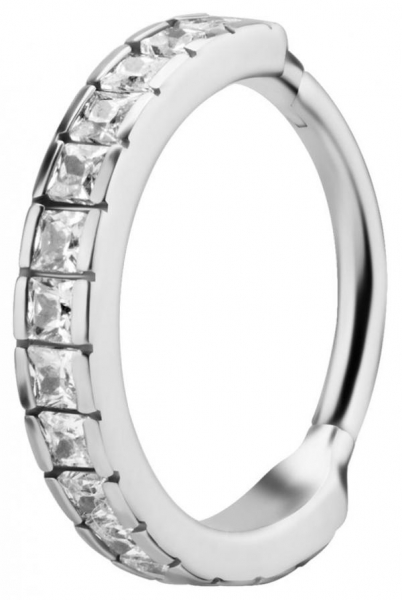 SS316L CLICKERS SET W. SQUARE CUBIC ZIRCONIA