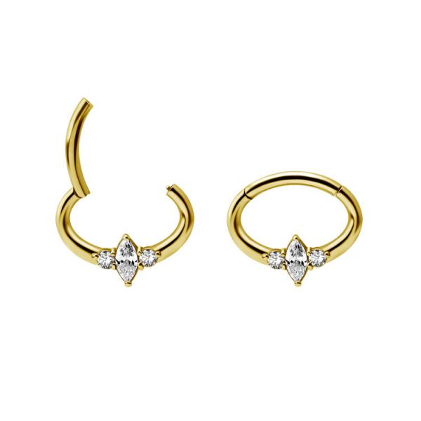 24K GOLD PVD SS316L SEPTUM/DAITH CLICKER SET W. PREMIUM ZIRCONIA