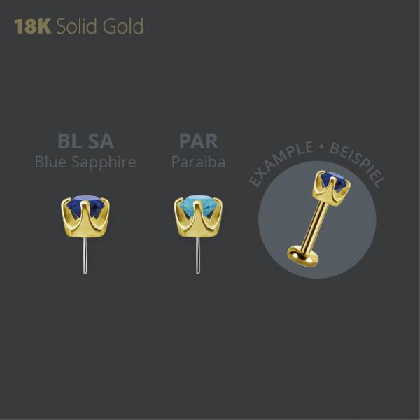 18K GOLD THREADLESS  ATTACHMENT SET W. LAB CREATED GEMSTONE