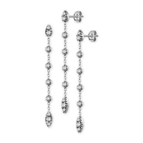 SS316L SLEEK EARRING SET W.CUBIC ZIRCONIA