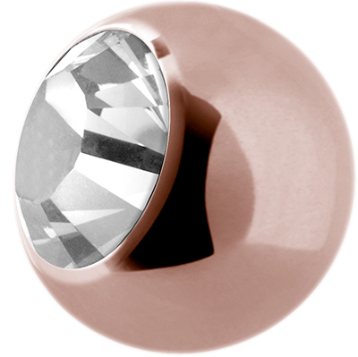 ROSE GOLD PVD TITANIUM JEWELLED 3MM MICRO BALLS (BIG STONE)