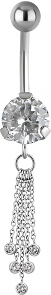 SS316L CUBIC SET BELLY BANANA W.5 CHAINS W.BAZEL CUBIC DANGLE