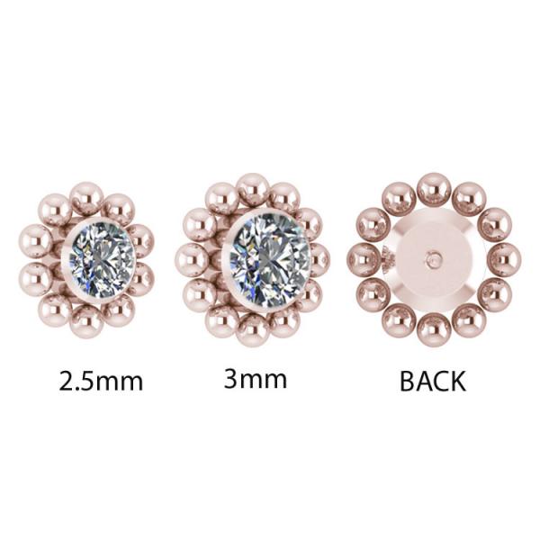 ROSE GOLD PVD TITANIUM CLUSTER INTERNAL MICRO ATTACHMENT SET W. PREMIUM CRYSTALS