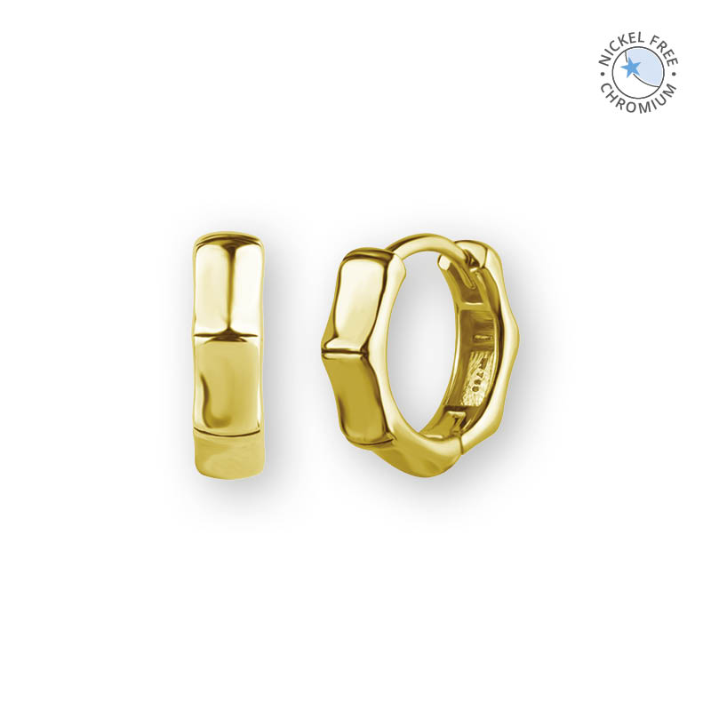 18K GOLD PVD CoCr NF BAMBOO EARRINGS (HUGGIES) (PAIR)