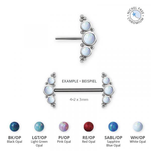 TITANIUM THREADLESS NIPPLE CLUSTER ATTACHMENT SET W. LAB CREATED OPALS