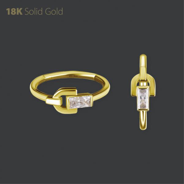 18K GOLD HINGED RING SET W. BAGUETTE PREMIUM ZIRCONIA