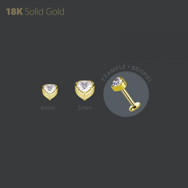 18K GOLD HEART SHAPE INTERNAL MICRO ATTACHMENT SET W. PREMIUM ZIRCONIA