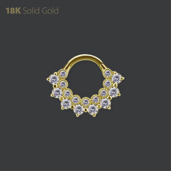 18K GOLD DAITH & SEPTUM CLICKER SET W. PREMIUM ZIRCONIA
