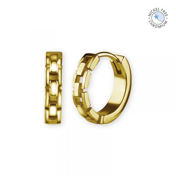 18K GOLD PVD CoCr NF HOOP EARRINGS (CHAIN STYLE)  (PAIR)