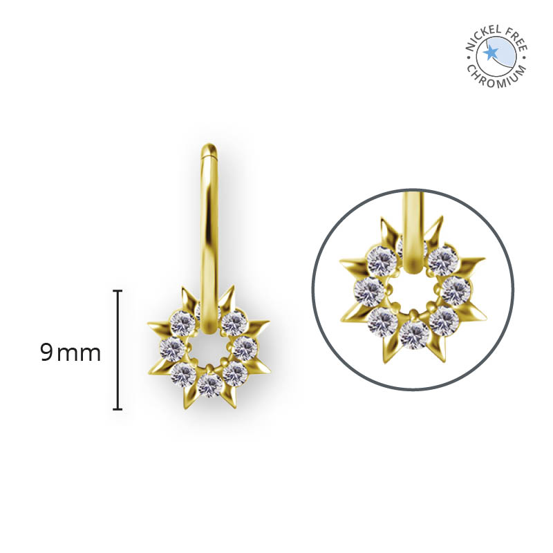18K GOLD PVD CoCr NF DONUT W.SPIKES CHARMS FOR HINGED RINGS