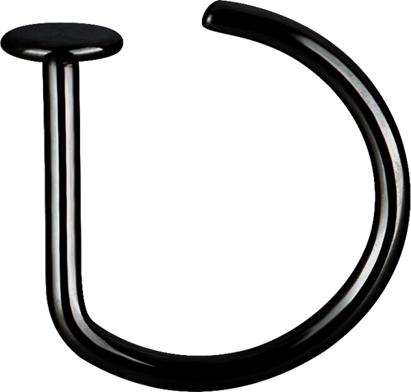 BLACK PVD TITANIUM OPEN STRAIGHT NOSE RINGS