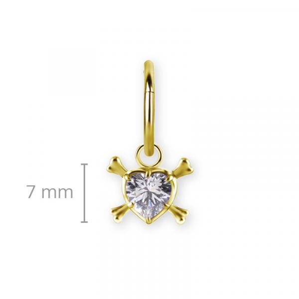 24K GOLD PVD SS316L PUNK MY HEART CHARM FOR HINGED RING