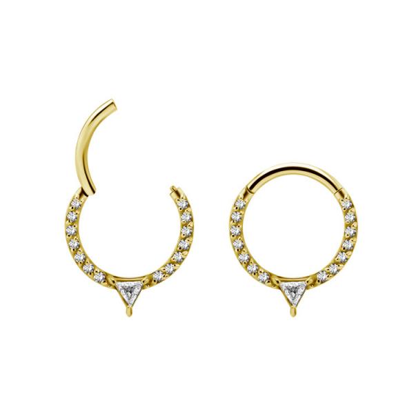 24K GOLD PVD SS316L CLICKER SET W.PREMIUM ZIRCONIA (FRONT FACING)