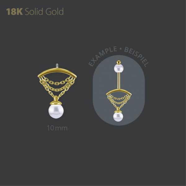 18K GOLD INTERNAL VERTICAL HELIX MICRO ATTACHMENT SET W. FRESHWATER PEARL