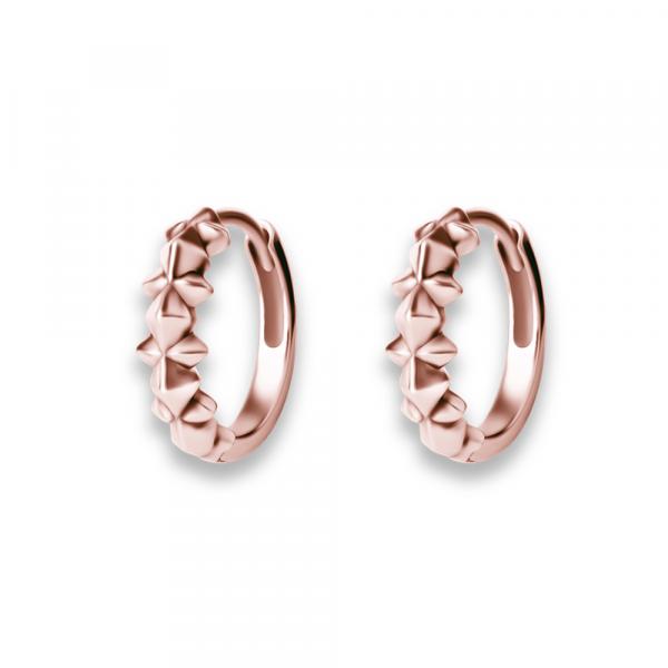 ROSE GOLD PVD SS316L HOOP EARRINGS (PYRAMIDS & SPIKES) (PAIR)