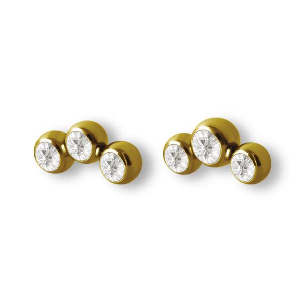 24K GOLD PVD SS316L MICRO JEWELLED BALLS (TRIPLET) - FOR TRAGUS / HELIX