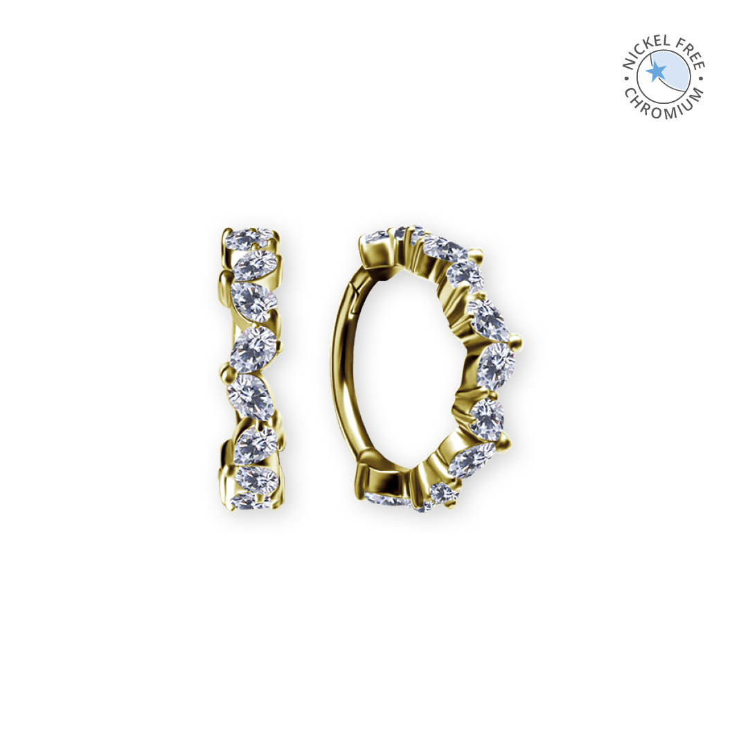 SS316L CLICKERS SET W. SQUARE CUBIC ZIRCONIA