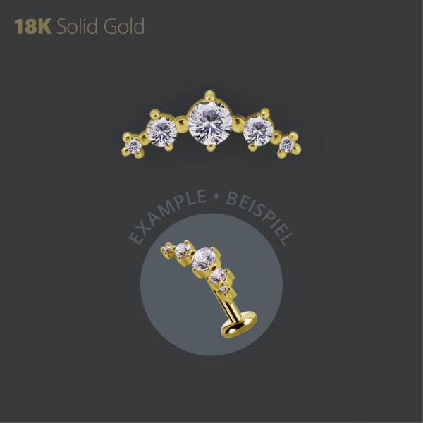 18K GOLD THREADLESS ATTACHMENT SET W. PREMIUM ZIRCONIA