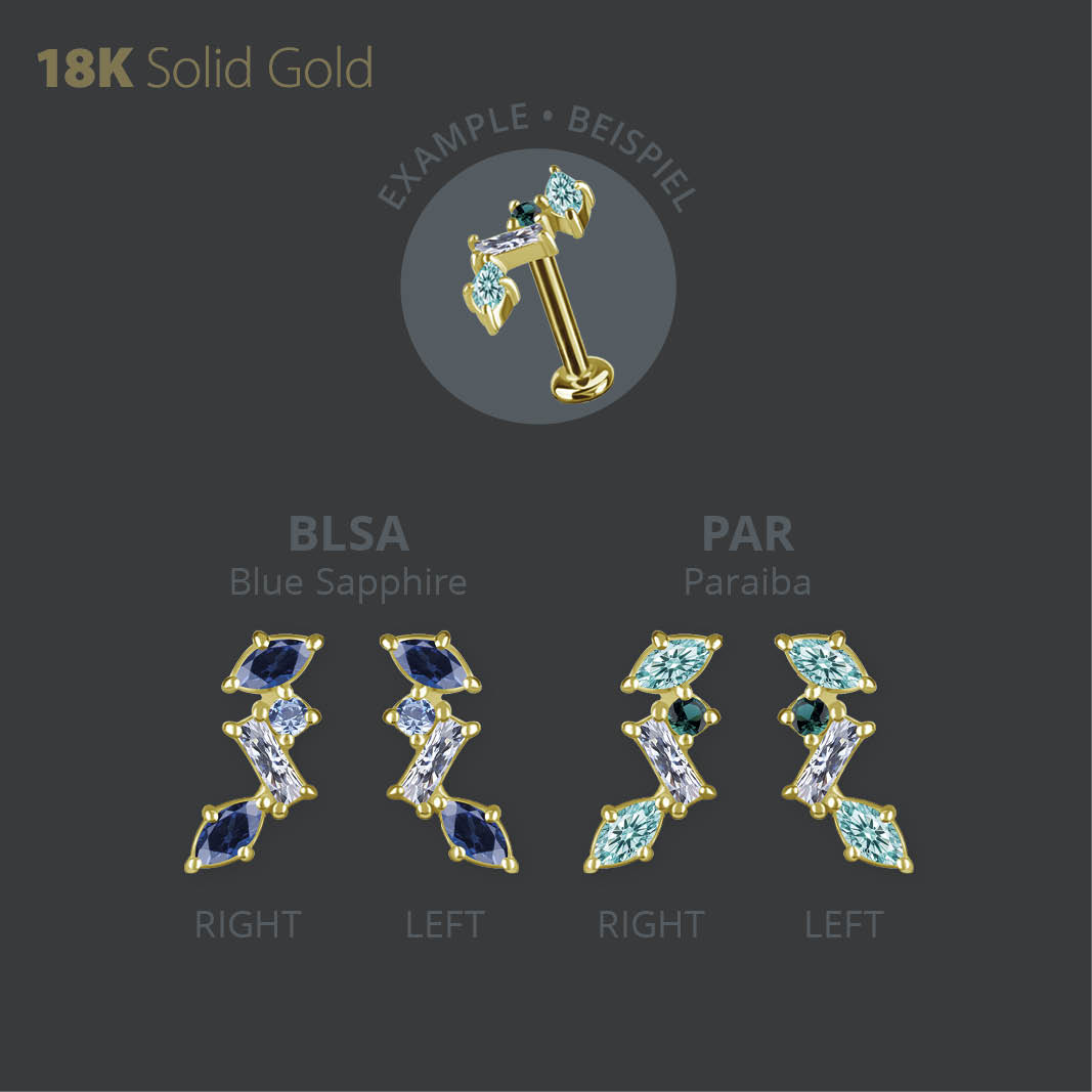 18K GOLD INTERNAL MICRO ATTACHMENT SET WITH LAB CREATED GEMS AND PREMIUM ZIRCONIA