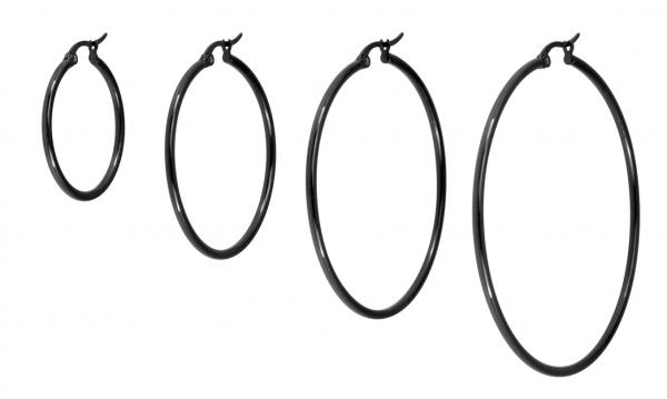 BLACK PVD SS316L HOOP EARRINGS (PAIR)