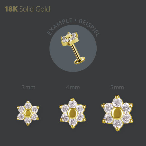 18K GOLD INTERNAL FLOWER MICRO ATTACHMENT SET W. PREMIUM ZIRCONIA