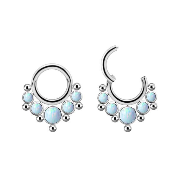 TITANIUM CLUSTER CLICKER SET W.LAB CREATED OPAL