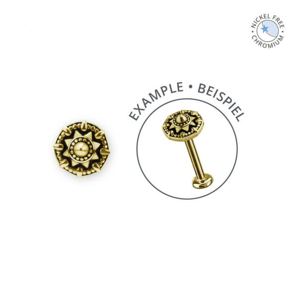 18K GOLD PVD CoCr NF THREADLESS ATTACHMENT WITH GRAMULATION DETAIL